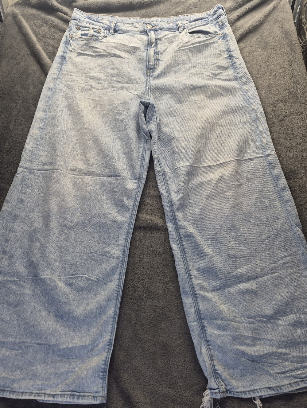 American Eagle Baggy Wide Leg Jeans Women's 16 RHigh Rise Denim Light Blue